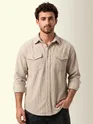 Off White Dual Pocket Textured Corduroy Shirt